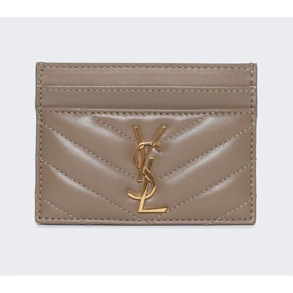 Saint Laurent YSL Cassandre Matelassé Lambskin Card Holder Case Dusty Grey - Picture 1 of 6